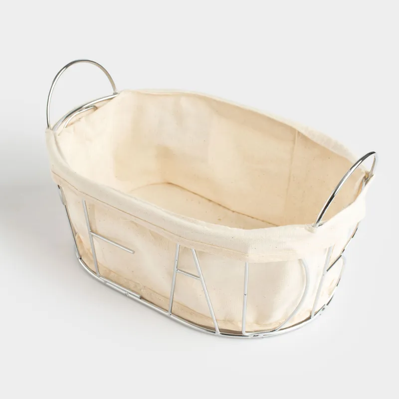 Нан себеті, 30х21 см, мақта/болат, сопақ, күміс, нан, Twist silver, image-2