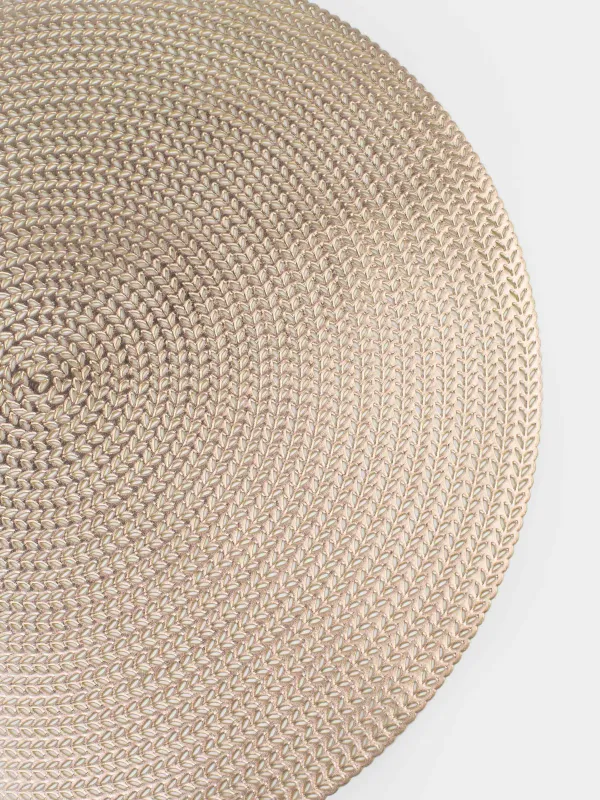 Салфетка под приборы, 38 см, ПВХ, круглая, золотистая, Azhur, image-3
