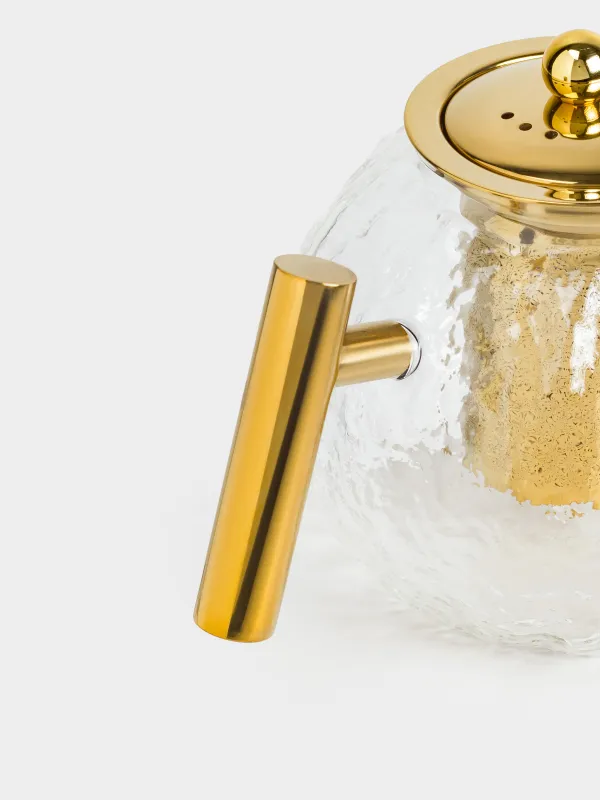 Чайник заварочный, 1,3 л, стекло Б/сталь, золотистый, Glacial gold, image-2