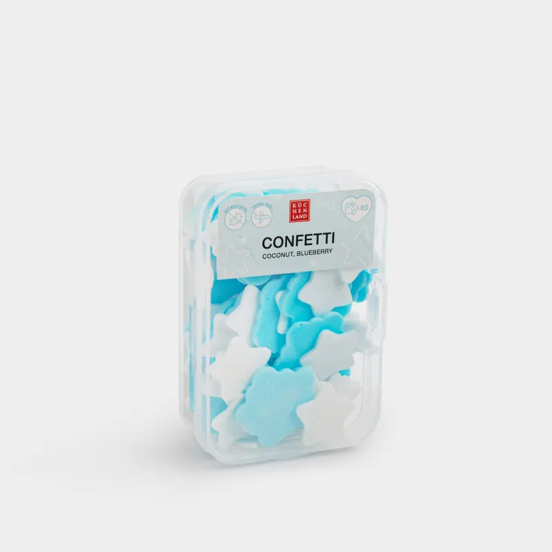 Сабын-конфетти, 2 см, 80 дана, көк-ақ, кокос/көкжидек, Жұлдыздар мен Қар ұшқындары, Confetti