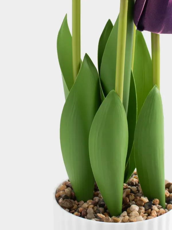 Жасанды өсімдік, 39 см, құмырада, полиуретан/поливинилхлорид, Күлгін қызғалдақтар, Tulip garden, image-2