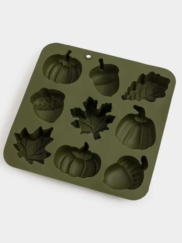 Кекстерді пісіруге арналған қалып, 17х17 см, 9 бөлім, силикон, сарғылт-қоңыр, Күзгі мотивтер, Bakery, image-1