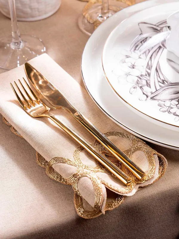 Ас құралдары, 6 тұлға, 24 зат, болат, алтын, Dublin, image-7