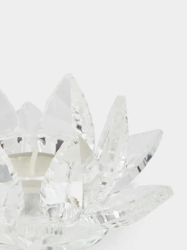 Подсвечник, 13x6 см, для чайной свечи, кристальное стекло, Лотос, Crystal flower, image-1