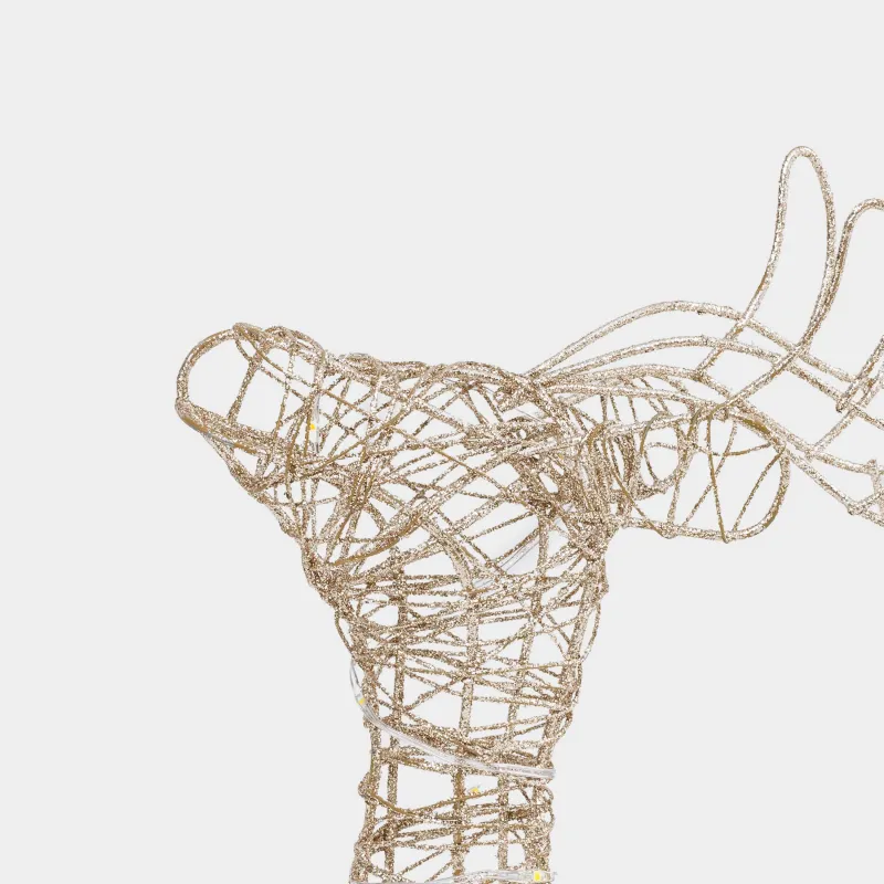 Статуэтка с подсветкой, 51 см, металл, золотистая, Олень с бантом, Deer sparks, image-5