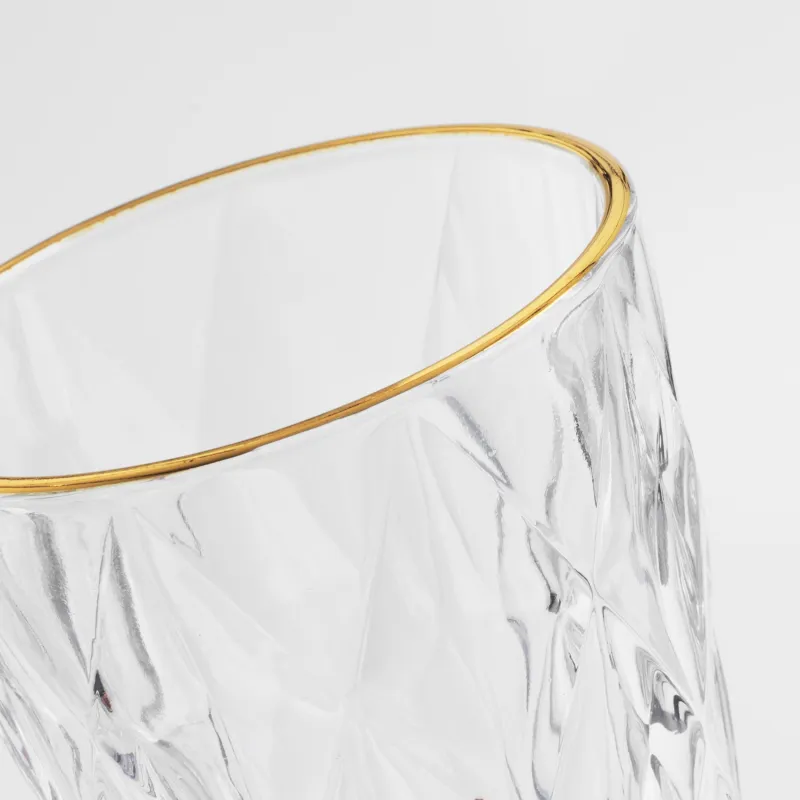 Стақан, 10 см, 270 мл, 6 дана, шыны Р, алтын жиегі бар, Rhomb gold, image-5