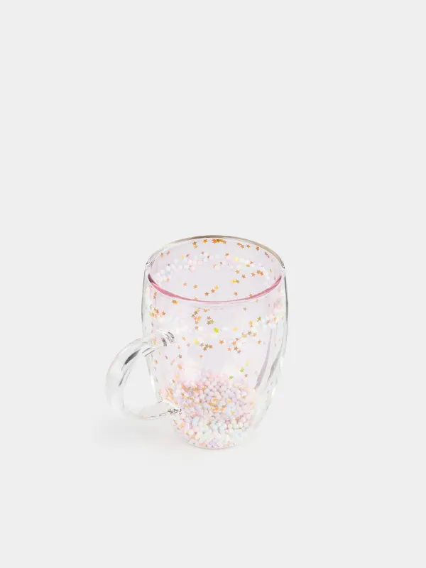 Кружка, 330 мл, шарлармен, Шыны B, қызғылт, Жұлдыздар, Air sparkly, image-1