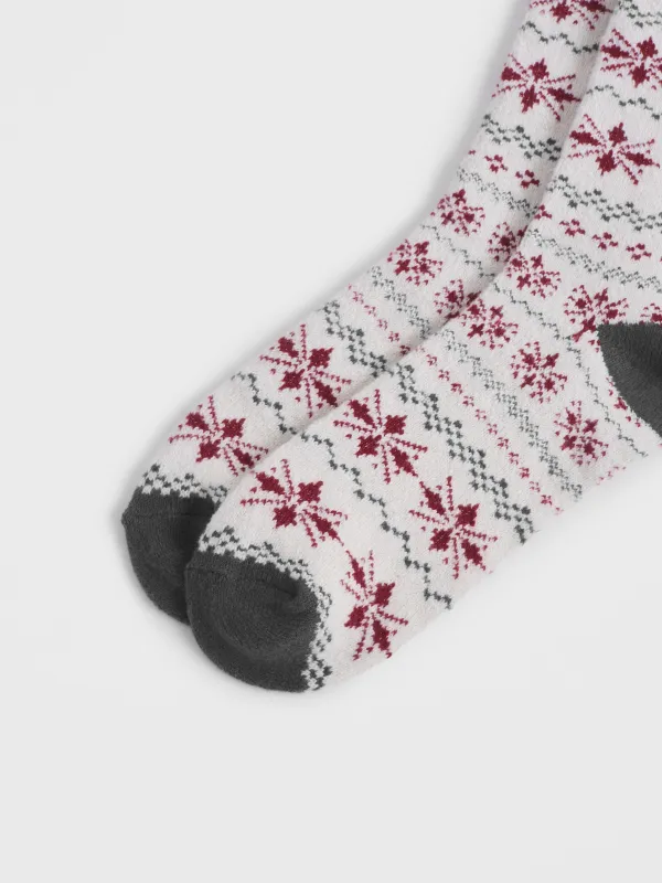 Әйелдер шұлықтары, өлшемі 36-38, полиэстер, сүт түстес және жасыл, Қысқы өрнек, Fleece, image-3