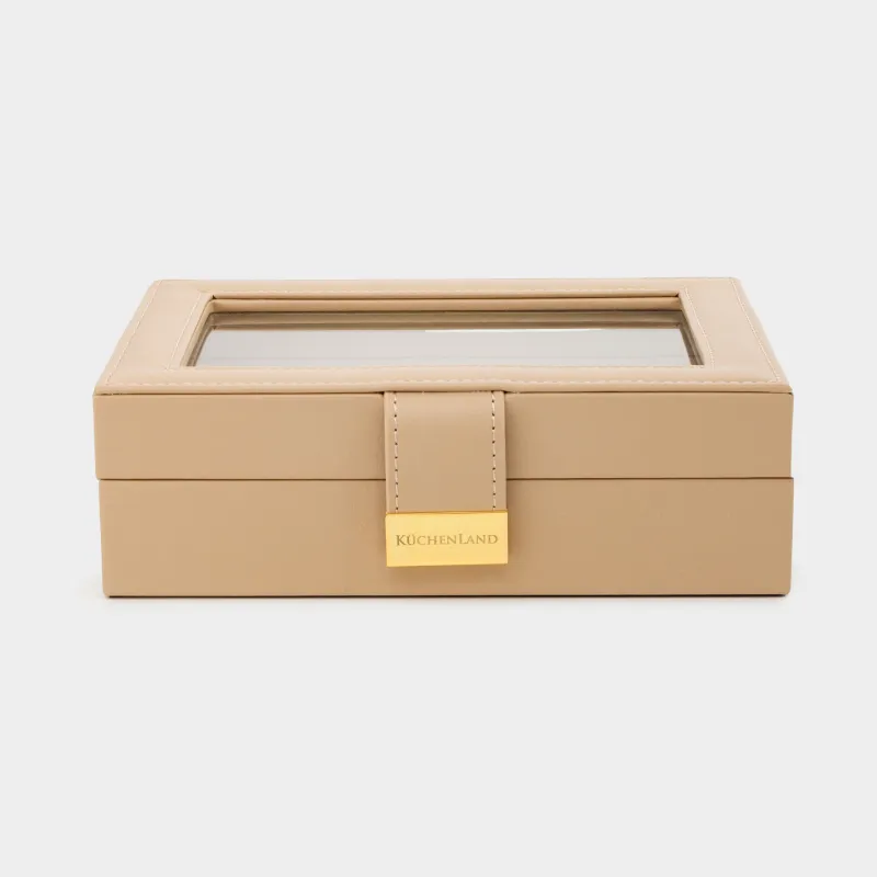 Шкатулка для украшений, 20х15 см, искусственная кожа/МДФ, бежевая, Premiere one, image-2