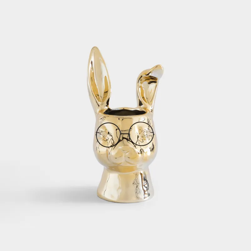 Ваза для цветов, 30 см, декоративная, Кролик в очках, Rabbit gold