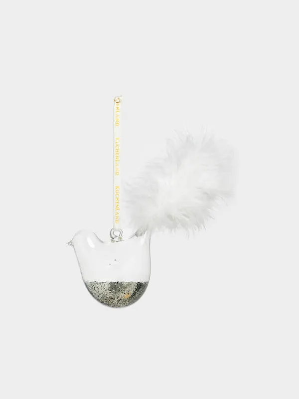 Шырша ойыншығы, 13х6 см, шыны, қоңыр-қола, Қауырсындары бар құс, Figure sparkle, image-1