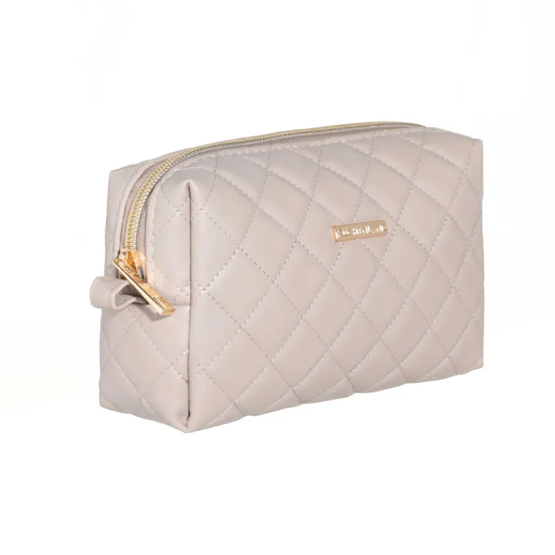 Косметика сөмкесі, 18х11 см, ілулі, полиуретан, сарғылт, Quilted, image-1