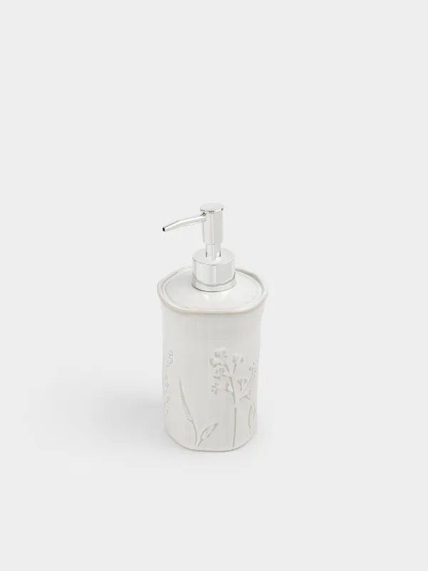 Сұйық сабын диспенсері, 420 мл, керамика/пластик, сарғылт-қоңыр, Шөптер, Hebe, image-1
