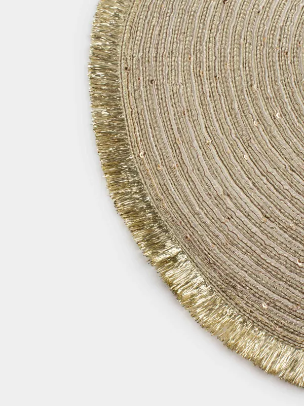 Салфетка под приборы, 38 см, с бахромой и пайетками, Rotary shine, image-2