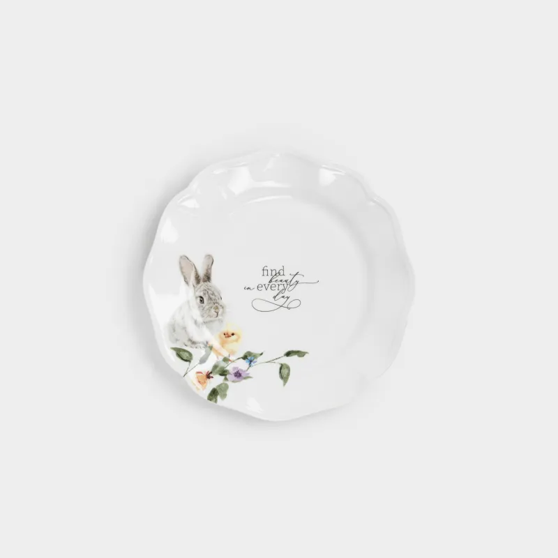 Тіскебасар тәрелкесі, 19 см, фарфор N, ақ, Қоян мен тауық, Rabbit Easter