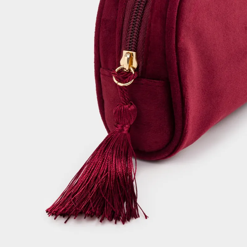 Косметичка, 18х12 см, с кисточкой, вельвет, бордовая, Velvety, image-4