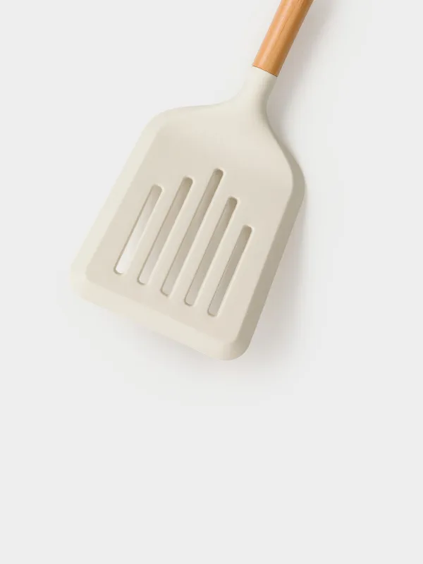 Лопатка, 31 см, с прорезями, силикон/пластик, бежевая, Letia, image-2