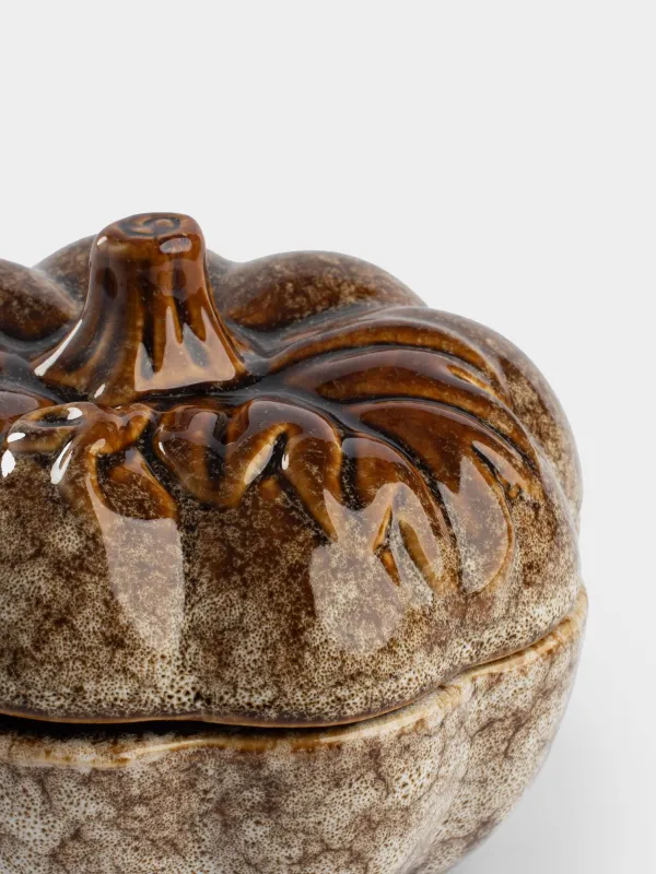 Сақтау ыдысы, 11x12 см, 350 мл, фарфор Р, сүтті-қоңыр, Жапырағы бар асқабақ, Colors autumn, image-3