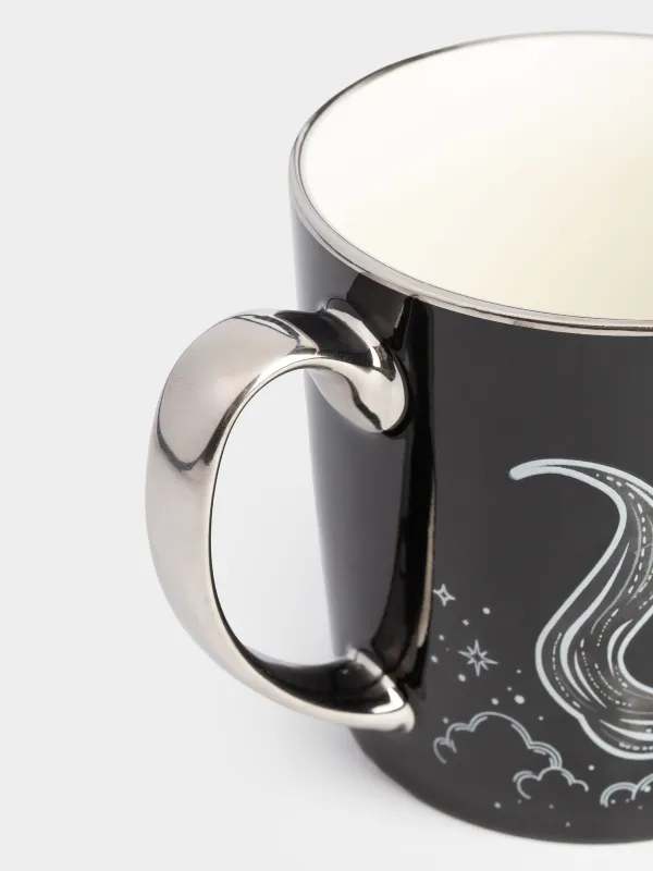 Кружка, 500 мл, фарфор N, черно-серебристая, Лошадь, Horse silver, image-3