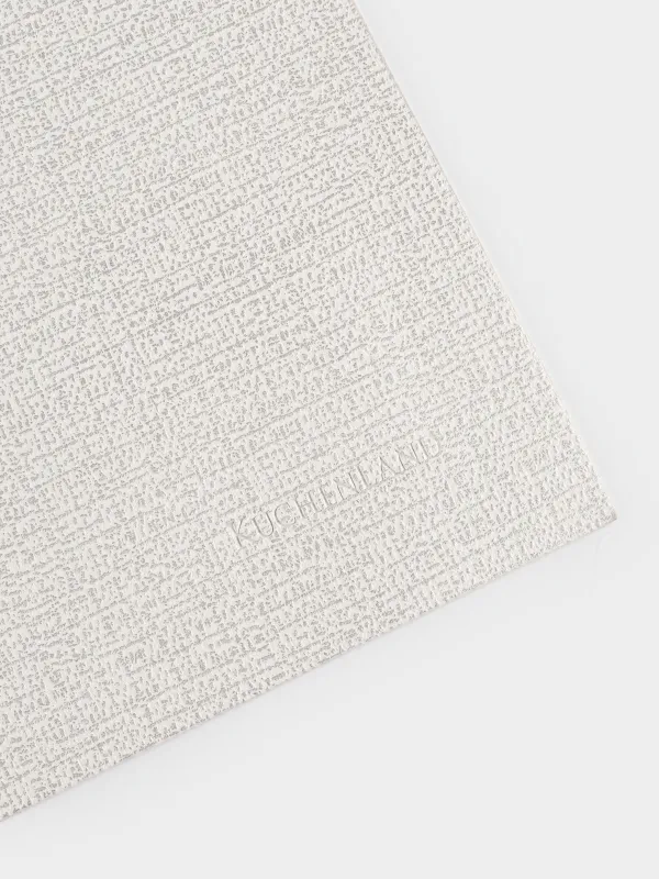 Салфетка под приборы, 30х45 см, ПВХ, прямоугольная, белая, Серебристые капли, Rock, image-2