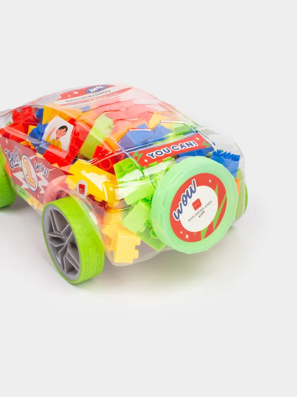 Құрастырушы ойыншық, 41х21 см, пластик, Текшелері бар көлік, Hobby kids, image-1