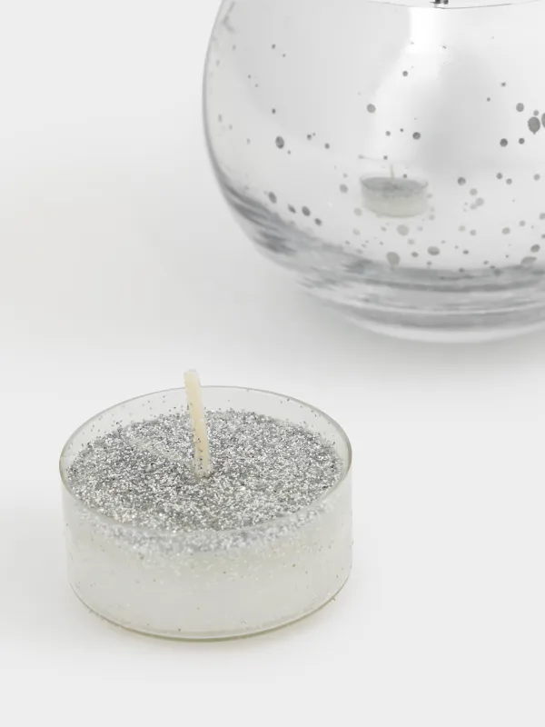 Шай шамы, 4 см, 4 дана, шам ұстағышы бар, шыны, шампан, Patina, image-3