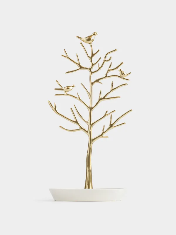Зергерлік бұйымдар ұстағышы, 30 см, металл, алтын, Құстары бар ағаш, Magic tree, image-2