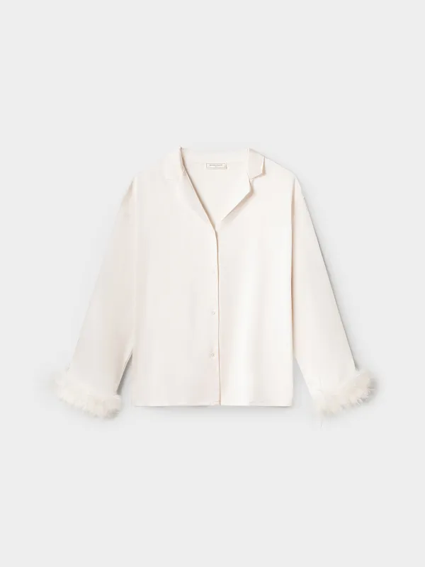 Әйелдер жейдесі, үйге арналған, өлшемі S, ұзын жеңді, полиэстер/қауырсын, сүт түстес, Adria, image-5