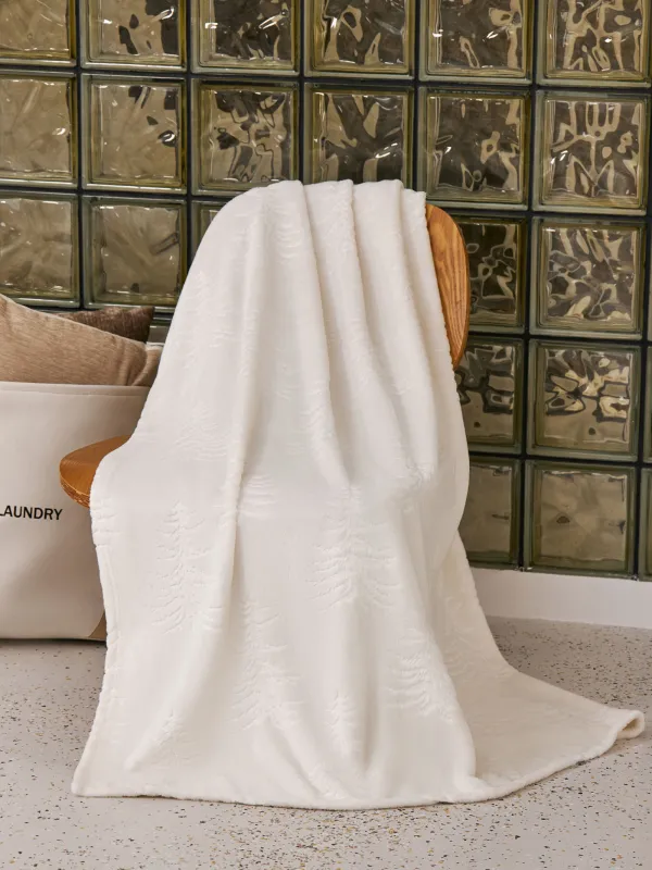 Плед, 130х170 см, фланель, молочный, Ели, Flannel, image-0