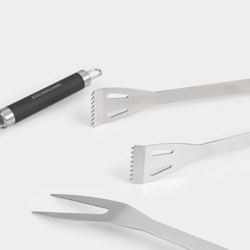 Барбекюге арналған жиынтық, 3 зат, былғары қапта, болат/пластик/эко-былғары, BBQ, image-3