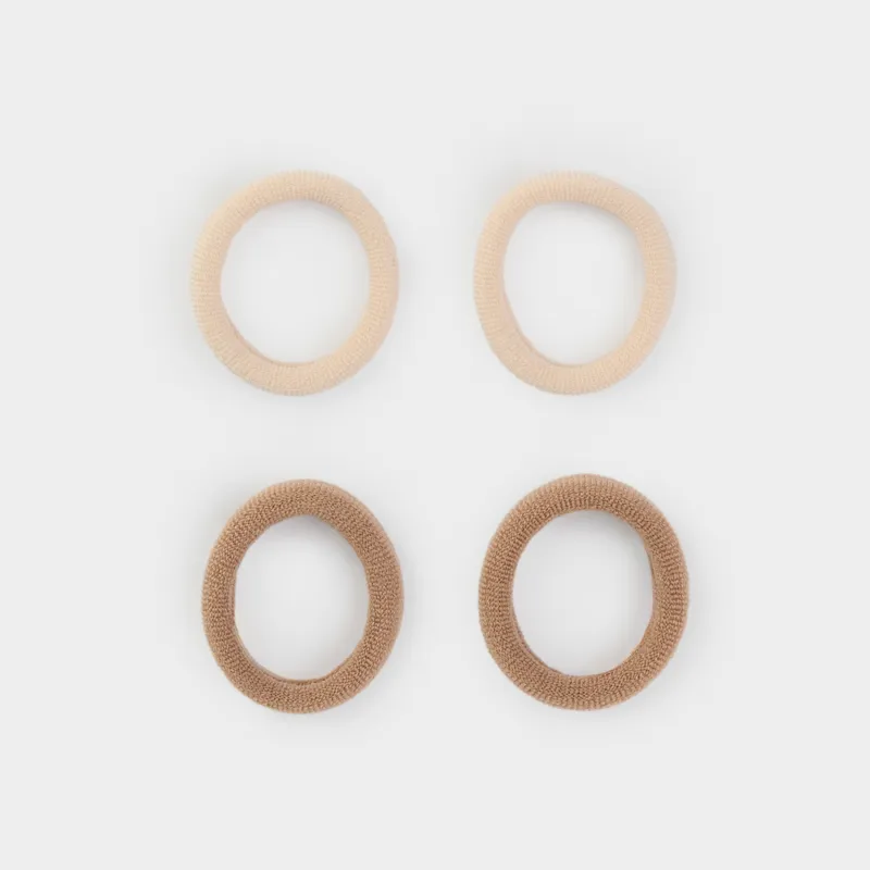 Шаш резеңкесі, 2 см, 4 дана, балаларға арналған, полиэстер, сарғылт-қоңыр/сүтті, Hair basic