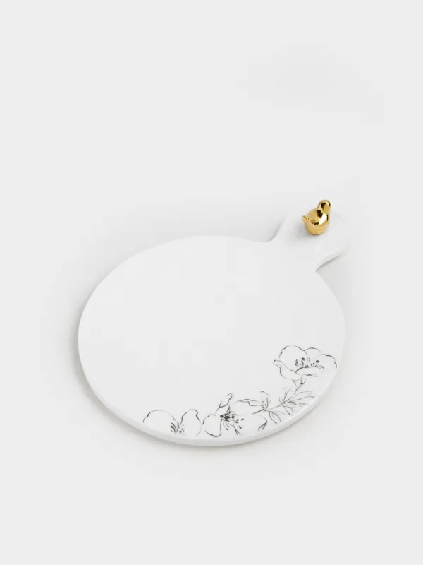 Ыстыққа арналған тұғыр, 23х18 см, тұтқасы бар, керамика/тығын, ақ, құс, Paradise garden, image-1