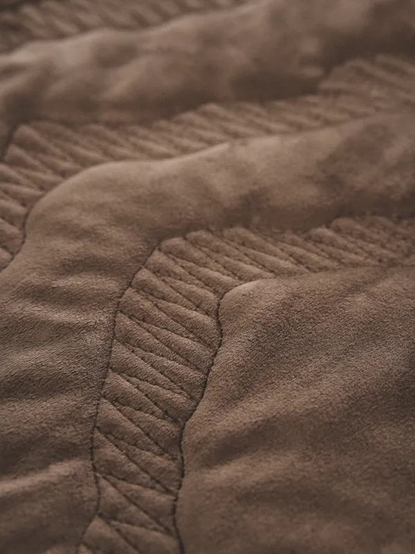 Покрывало, 220х240 см, стеганое, вельвет/микрофибра, коричневое, Stitch velvet, image-3