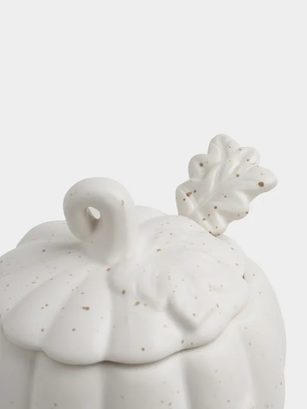 Сахарница, 12 см, 460 мл, с ложкой, керамика D, молочная, в крапинку, Тыква, Slight frost, image-4