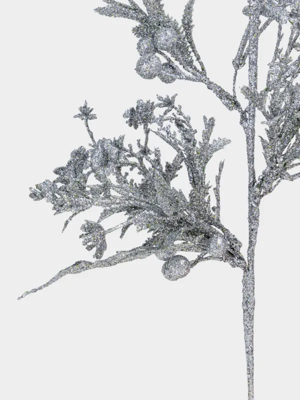 Ветка декоративная, 64 см, серебристая, Ель, Sparkle decor, image-3