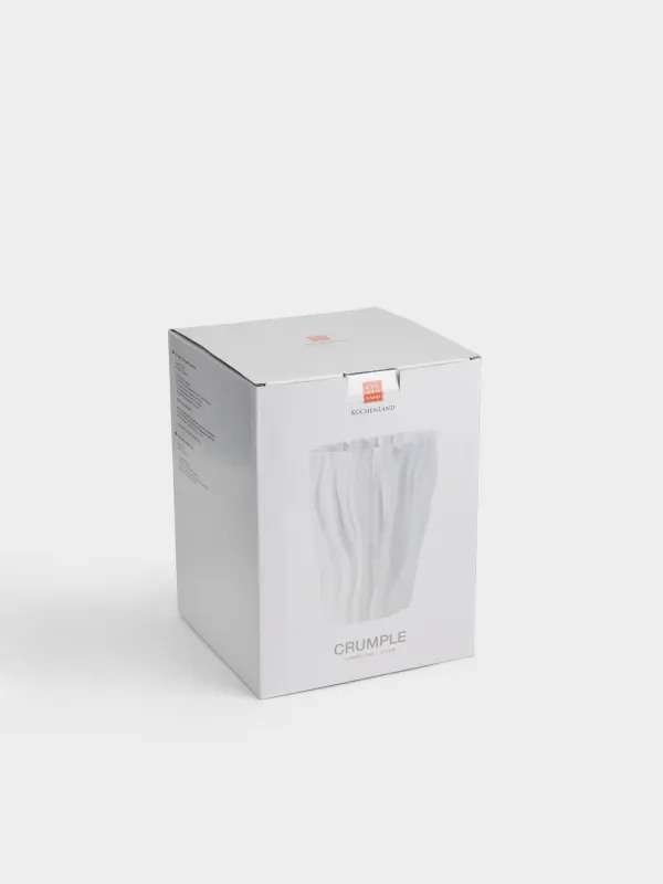 Ваза для цветов, 28 см, керамика, молочная, Фактурные изгибы, Crumple, image-4