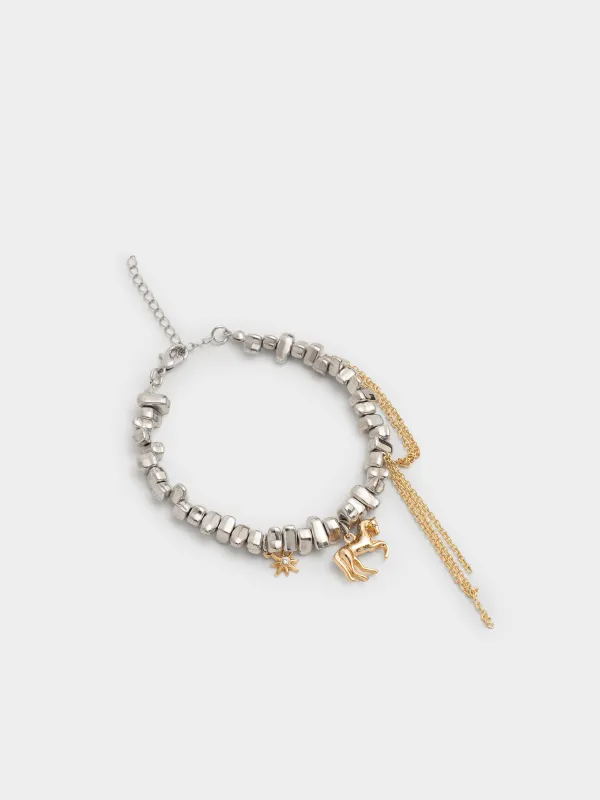 Браслет, 16 см, с подвесками, металл, серебристо-золотистый, Лошадь, Jewelry horse, image-1