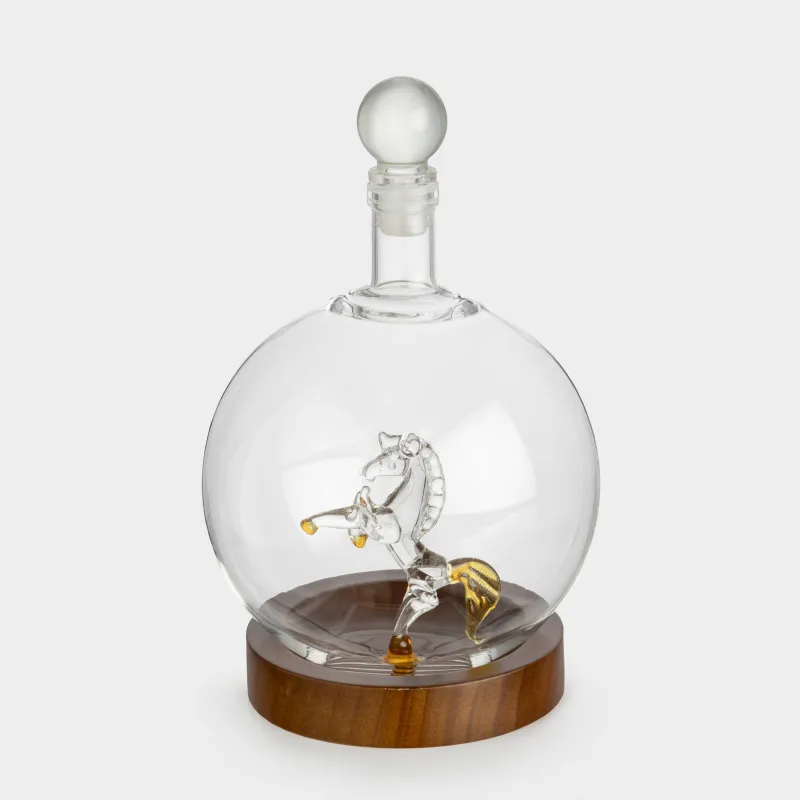 Графин, 850 мл, тұғырда, шыны/ағаш, Жылқы, Bar