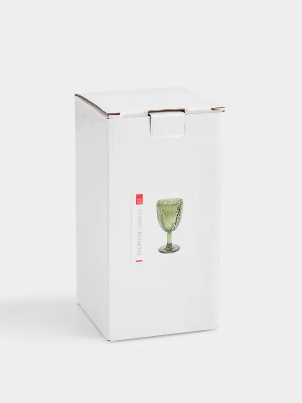 Бокал-кубок для вина, 260 мл, стекло Р, зеленый, Тропические листья, Tropical leaves, image-3