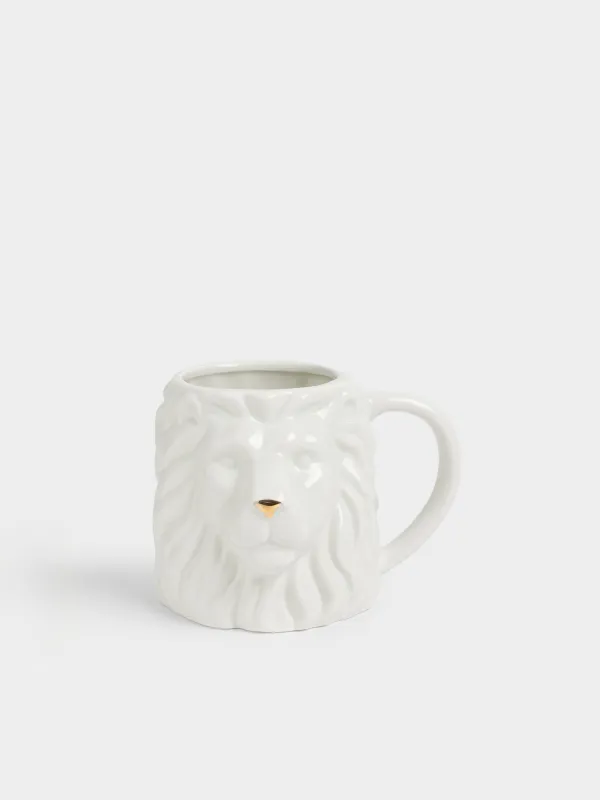 Кружка, 670 мл, фарфор P, молочно-золотистая, Лев, Leo, image-0