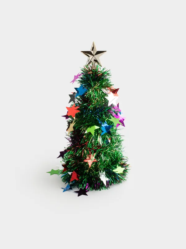 Шырша жасанды, 30 см, шырша жылтырағы/пластик, жасыл, Жұлдыздар, Tinsel christmas, image-0