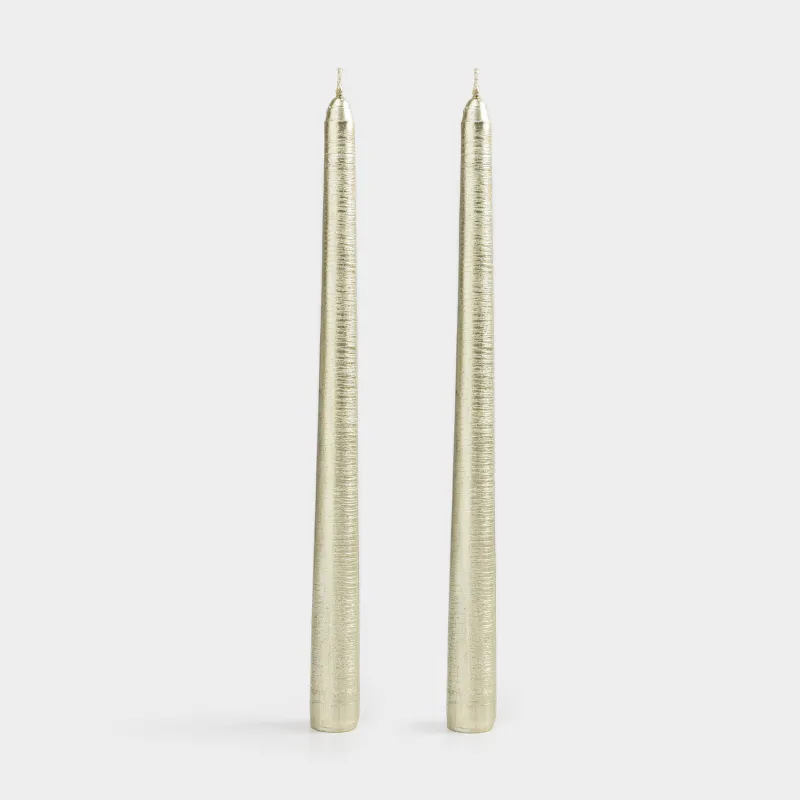 Свеча, 25 см, 2 шт, тонкая, золотистая, Galore candle