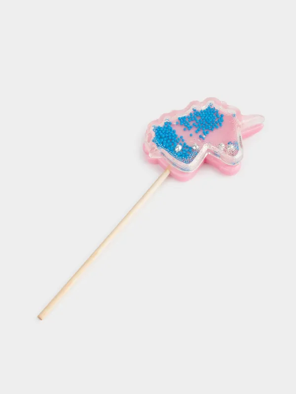 Мұз кәмпит, 30 гр, сылдырмақ, таяқшада, изомальт, қызғылт, Бір мүйізді, Unicorn, image-2