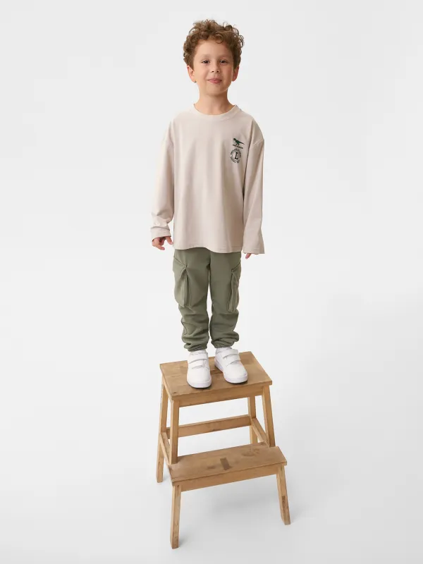 Балаларға арналған лонгслив, өлшемі 98 см, ұлдарға арналған, мақта/спандекс, сұр-сарғылт-қоңыр, Carson, image-6