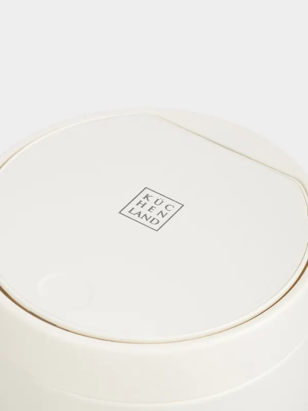 Ведро для мусора, 1,5 л, с кнопкой для открывания крышки, металл/пластик, молочное, Demeter, image-2