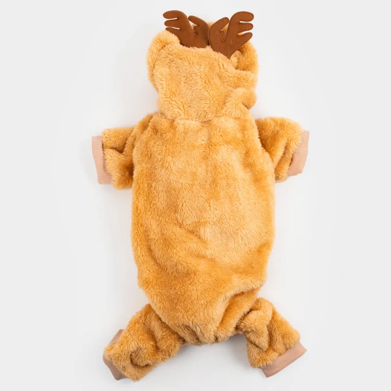 Жануарларға арналған комбинезон, 40 см, өлшемі L/XL, полиэстер, сарғылт-қоңыр, Бұғы, Christmas pet, image-4