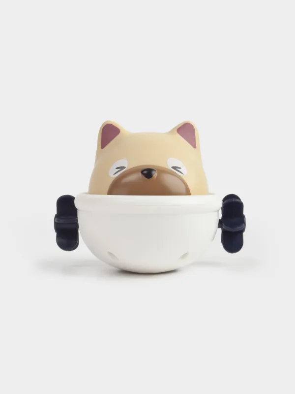 Игрушка для купания, 10 см, заводная, пластик, серая, Собака в ванной, Kiddy, image-0