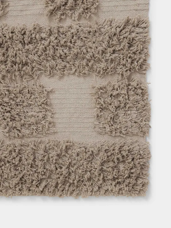 Кілем, 120х180 см, түкті, мақта, сарғылт-қоңыр, Cage pattern, image-3