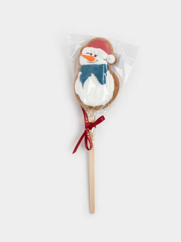 Пряник, 40 гр, глазированный, медовый, на палочке, голубой, Снеговик, Prani, image-4