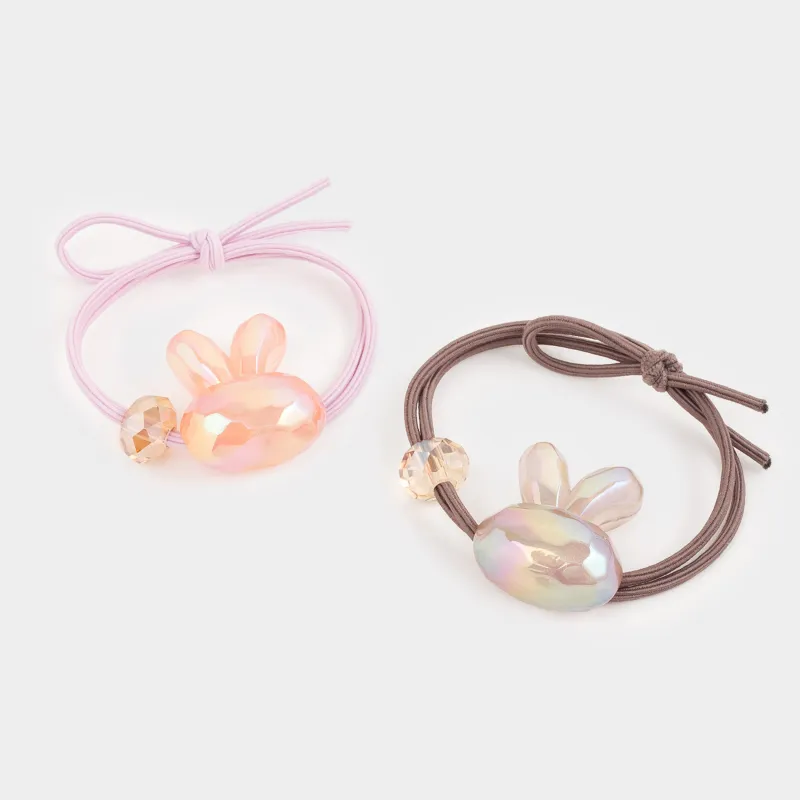 Шашқа арналған бау, 6 см, 2 дана, балалар, акрил, күлгін/қызғылт, Қояндар, Gracile